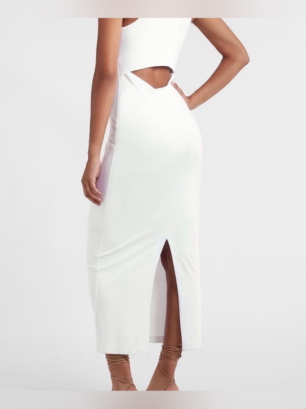 Express White Body Contour High Neck Back Cutout Dress in Size Small - Picture 2 of 6